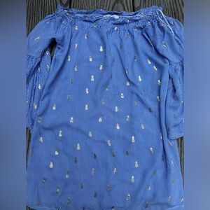 Blue Off-Shoulder beach coverup